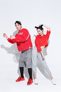 活力街舞可爱的时尚青年情侣图片素材