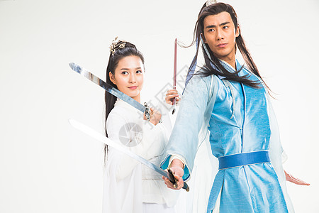 文化飘然古代古装情侣图片素材