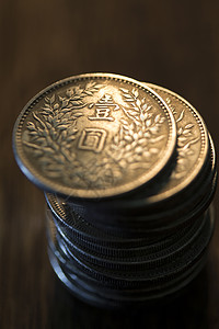 中国硬币金属排列东亚硬币背景
