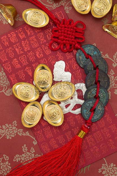 春节财富祝福古币图片
