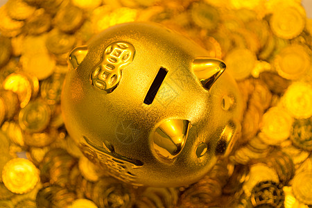黄金圈大量金币和存钱罐背景