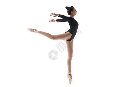 紧身连衣裤青年女人在跳芭蕾舞图片