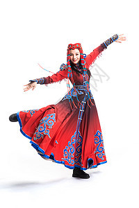 艺术幸福传统穿着蒙古族服饰的女人图片