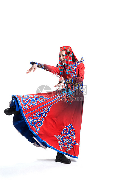 户内成年人少数民族穿着蒙古族服饰的女人图片