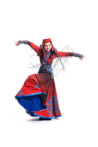 传统装扮青年人穿着蒙古族服饰的女人背景图片