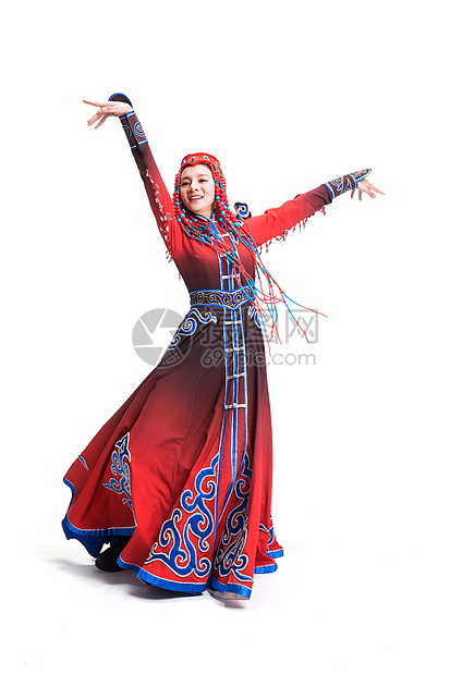 漂亮的人装扮衣服穿着蒙古族服饰的女人图片