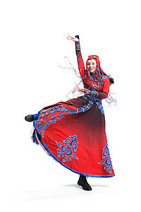 中华民族垂直构图民俗穿着蒙古族服饰的女人图片
