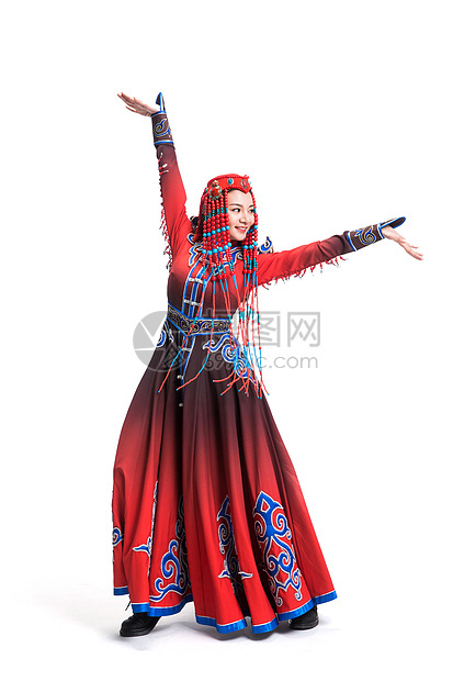 传统快乐20到24岁穿着蒙古族服饰的女人图片
