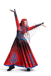 传统摄影衣服穿着蒙古族服饰的女人图片