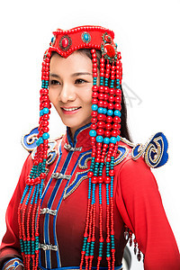 成年人民族服饰亚洲人穿着蒙古族服饰的女人背景图片