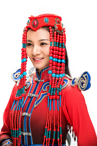 成年人民族服饰亚洲人穿着蒙古族服饰的女人图片