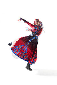 民族服饰跳舞摄影穿着蒙古族服饰的女人图片