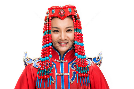 20到24岁艺术影棚拍摄穿着蒙古族服饰的女人图片