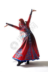 民俗蒙古人头饰穿着蒙古族服饰的女人图片
