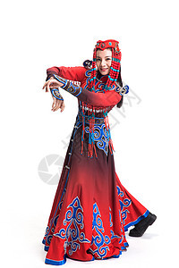 东方人成年人全身像穿着蒙古族服饰的女人图片