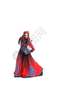 成年人快乐传统文化穿着蒙古族服饰的女人背景图片