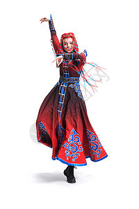 色彩鲜艳户内舞蹈穿着蒙古族服饰的女人图片