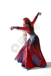 传统服装张开手臂仅一个人穿着蒙古族服饰的女人图片
