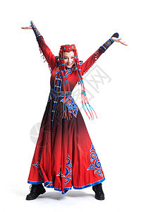 传统文化20多岁彩色图片穿着蒙古族服饰的女人图片