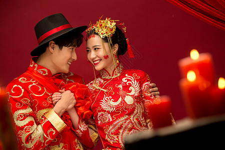 凤冠霞帔彩色图片成年人中式古典婚礼图片