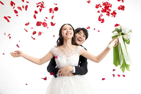 女性玫瑰浪漫的新郎和新娘背景