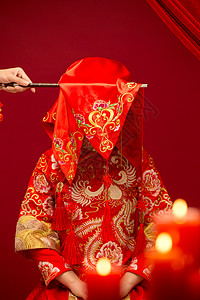 喜庆元素青年夫妇中式古典婚礼背景