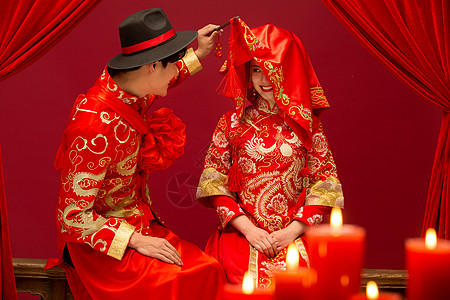 中国婚礼青年夫妇中式古典婚礼背景