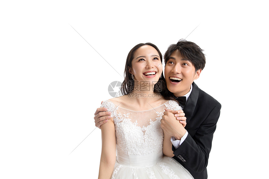 西式婚礼下浪漫的新郎和新娘图片