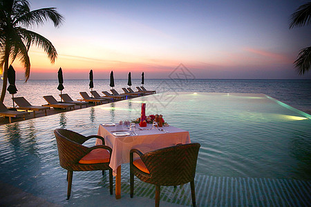 摄影度假胜地桌子马尔代夫海景风光图片