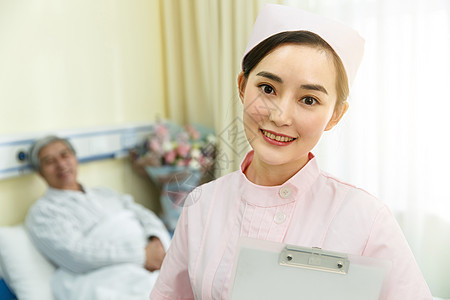 护士帽服务工作服护士和患者在病房里图片