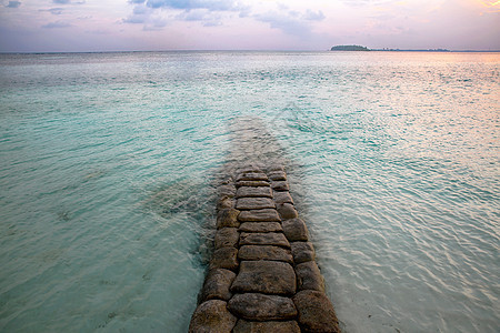 自然景观石板路自然美马尔代夫海景风光图片