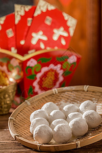 传统节日东亚过年元宵和红包图片