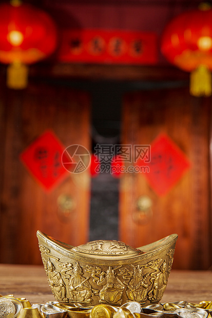 货币传统文化桌子金元宝图片