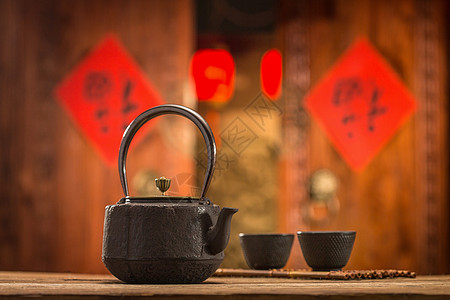 静物门口传统节日茶具图片