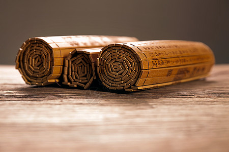 远古的收藏木制竹简背景图片