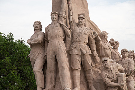 英雄雕像彩色图片名胜古迹雕塑北京广场的雕像背景