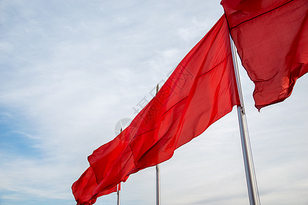 水平构图北京旅游目的地红旗高清图片