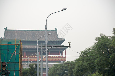 古老的地标建筑水平构图北京钟鼓楼图片