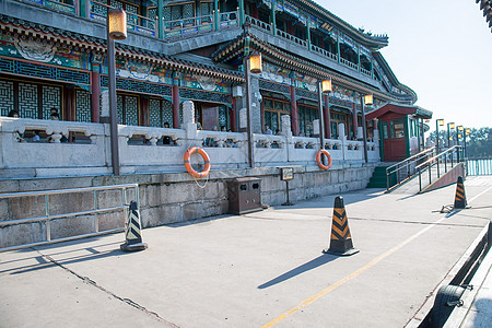 北海湿地亭台楼阁彩色图片旅游胜地北京北海公园背景