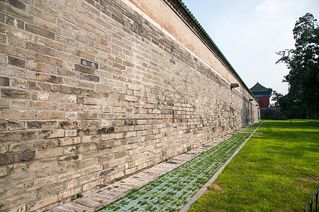 北京蓝天古老的名胜古迹建筑外部北京天坛背景