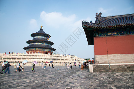 游客古典风格建筑北京天坛背景