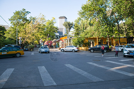 都市马路树现代摄影北京三里屯街景背景