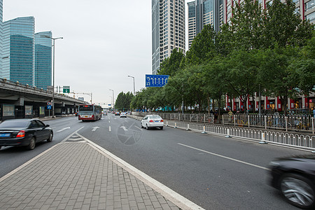 白昼主干路旅游胜地北京CBD建筑背景