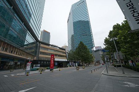 北京CBD乌云无人街道北京国贸背景