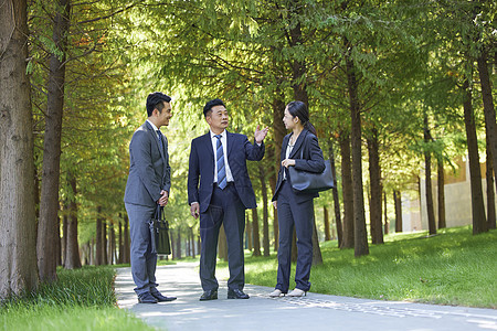 商务人士在户外沟通交谈图片