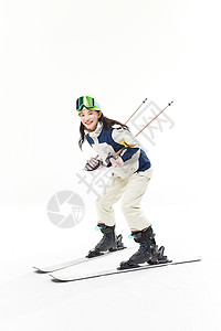 年轻女性滑雪动作图片