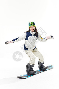 年轻美女开心滑雪图片