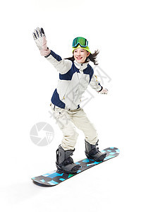 年轻美女单板滑雪图片