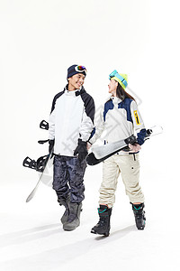 情侣滑雪年轻情侣一起去滑雪背景
