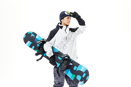 男青年单板滑雪背景图片